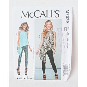 McCalls Sewing Pattern 7579 Misses' Asymmetrical Seam-Detail Top and Pants Size
